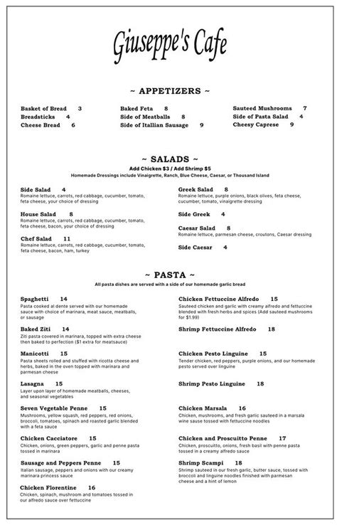 MENU giuseppescafe