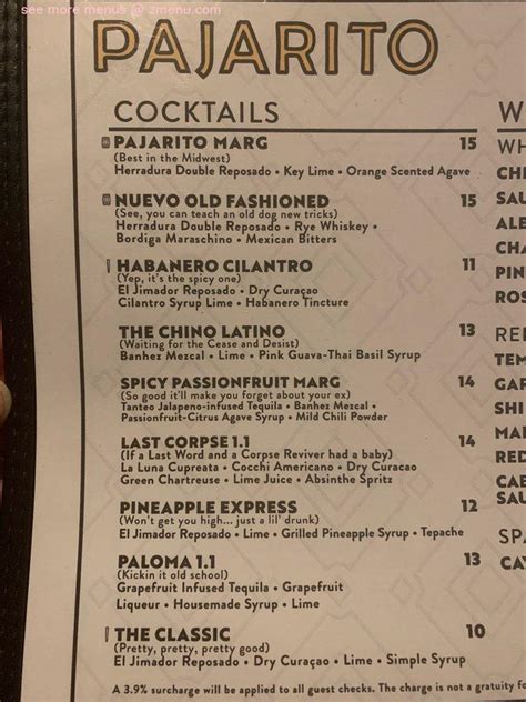 MENUS – EDINA — Pajarito Restaurant