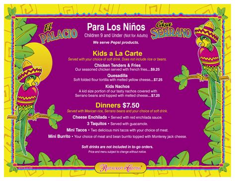 MENUS – El Palacio Family Restaurants