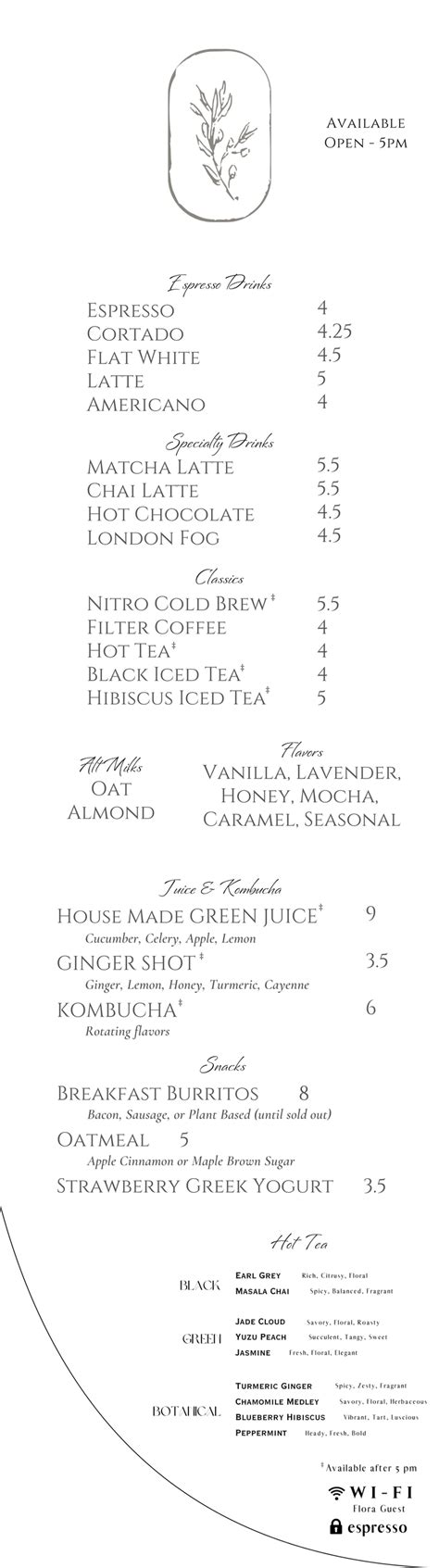 Menus for Cafe Flora - Seattle - SinglePlatform - raincitystudios.com