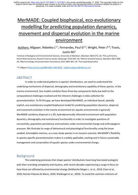 MerMADE: Coupled biophysical, eco-evolutionary modelling for - raincitystudios.com