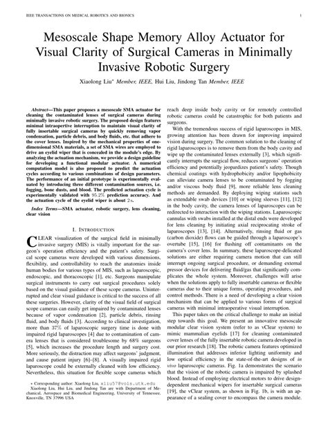 Mesoscale Shape Memory Alloy Actuator for Visual Clarity of Surgical ... - wintechmobiles.com