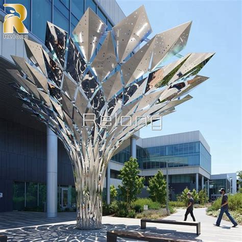 Metal Tree Abstract Contemporary Stainless Steel Sculpture - muktibox.com