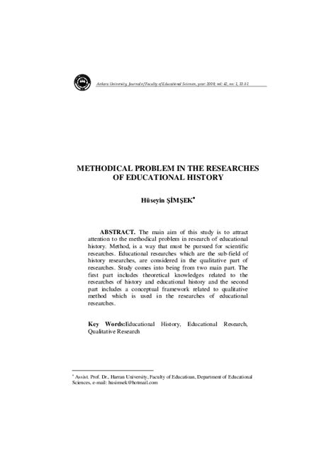 METHODICAL PROBLEM IN THE RESEARCHES OF EDUCATIONAL HISTORY.