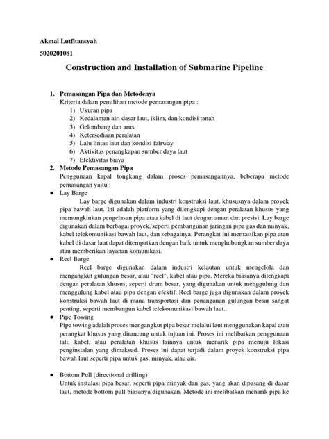 Metode Instalasi Pipa Bawah Laut | PDF - Scribd - raincitystudios.com