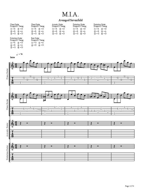 MIA Tab - Avenged Sevenfold E-Chords