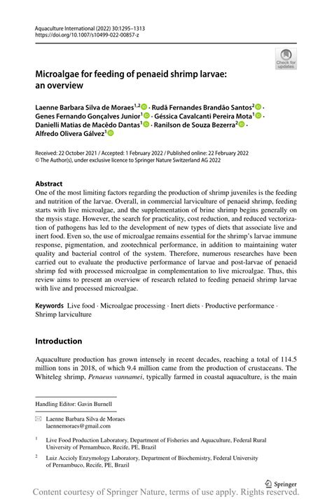 Microalgae for feeding of penaeid shrimp larvae: an overview - raincitystudios.com