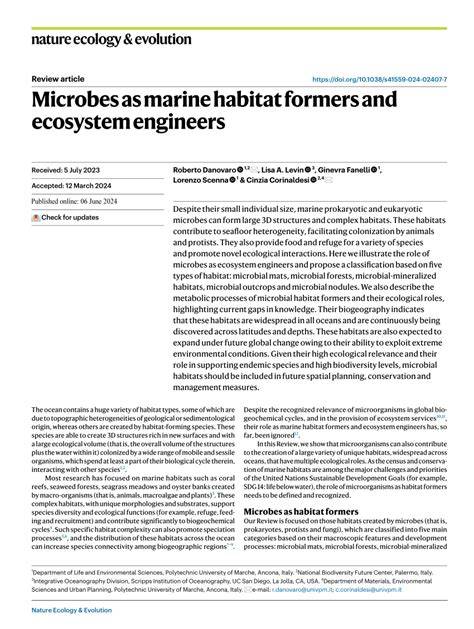 Microbes as marine habitat formers and ecosystem engineers - raincitystudios.com