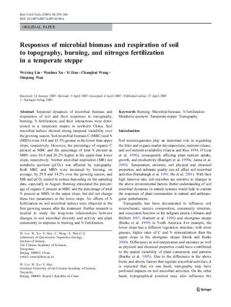 Microbial biomass and nitrogen cycling responses to fertilization and ... - raincitystudios.com