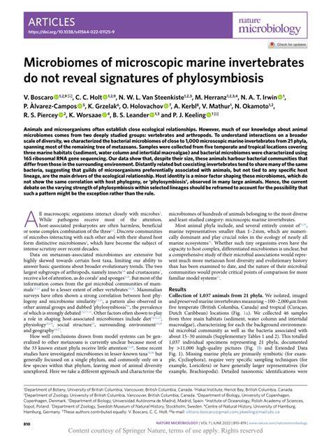 Microbiomes of microscopic marine invertebrates do not reveal ... - raincitystudios.com