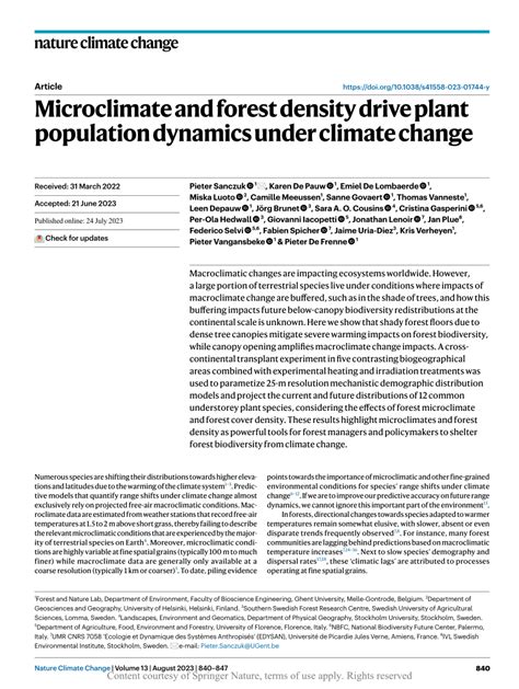 Microclimate and forest density drive plant population ... - Nature - raincitystudios.com