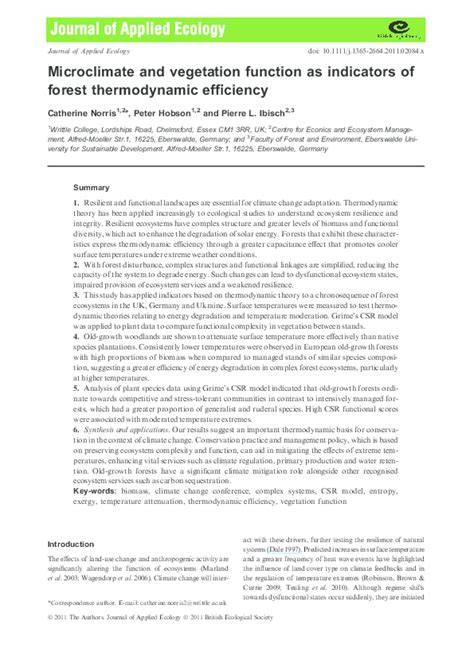 Microclimate and vegetation function as indicators of … - raincitystudios.com