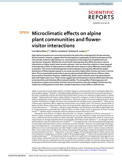 Microclimatic effects on alpine plant communities and flower-visitor ... - muktibox.com