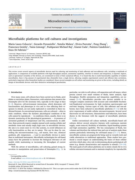 Microfluidic platforms for cell cultures and investigations - wintechmobiles.com