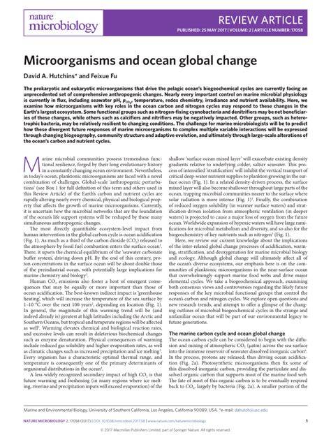 Microorganisms and ocean global change - Nature Microbiology - raincitystudios.com