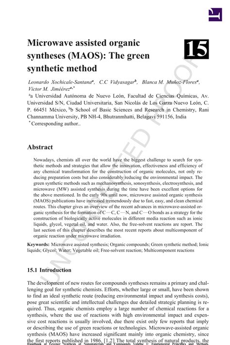 Microwave assisted organic synthesis (MAOS): Green alternatives to ... - wintechmobiles.com