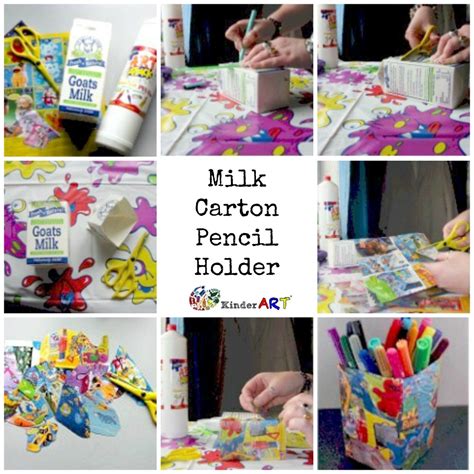 Milk Carton Pencil Holder Crafts - Kids Art & Craft - raincitystudios.com