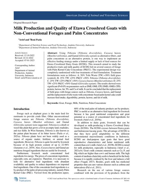 Milk Production and Quality of Etawa Crossbred Goats with Non ... - raincitystudios.com
