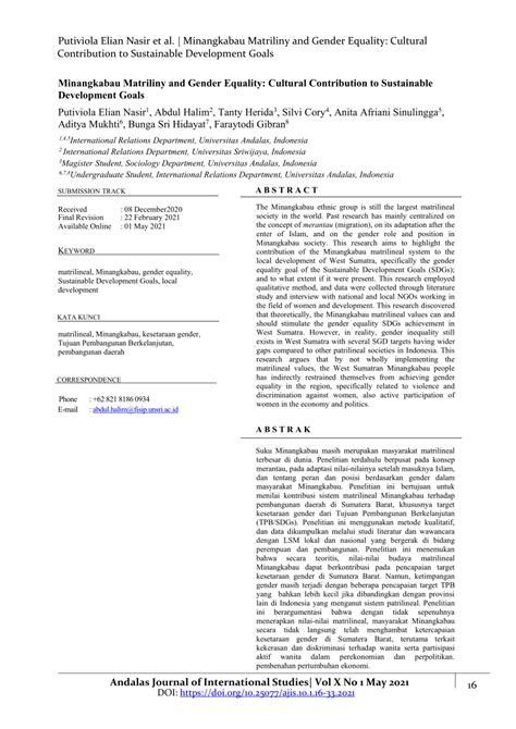 Minangkabau Matriliny and Gender Equality: Cultural Contribution to ... - wintechmobiles.com