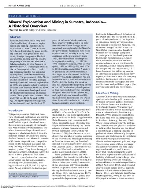 Mineral Exploration and Mining in Sumatra, Indonesia—A Historical ... - wintechmobiles.com