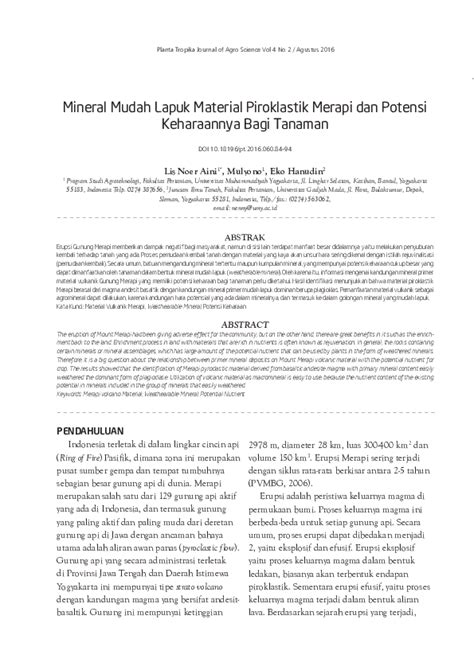 Mineral Mudah Lapuk Material Piroklastik Merapi dan Potensi ... - UMY - wintechmobiles.com
