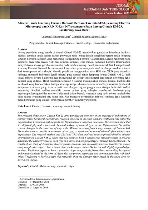 Mineral Tanah Lempung Formasi Batuasih ... - Diponegoro University - muktibox.com