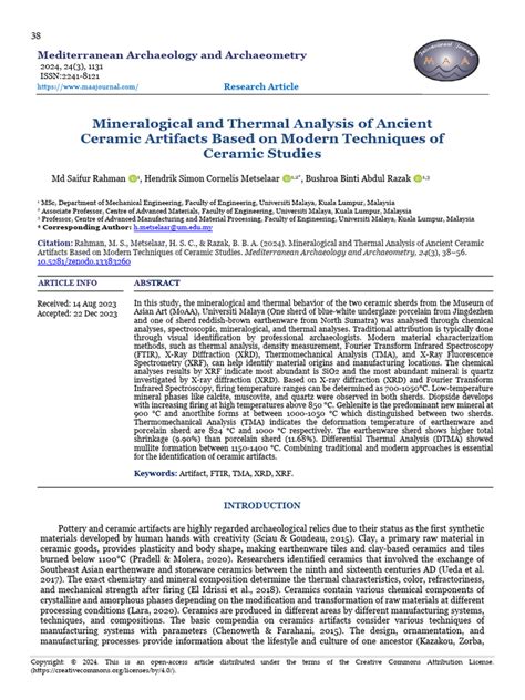 Mineralogical analysis and firing temperature of the ancient potteries ... - muktibox.com