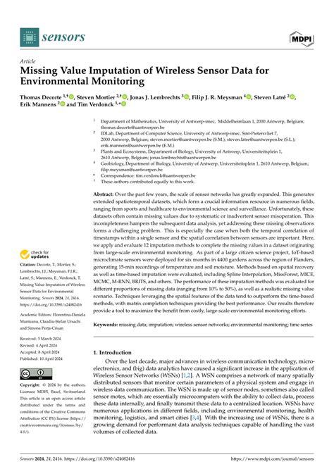 Missing Value Imputation of Wireless Sensor Data for Environmental ... - coolestguyplanet.net