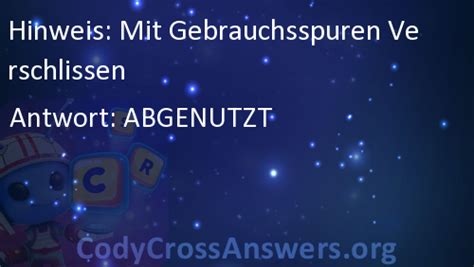 MIT GEBRAUCHSSPUREN VERSCHLISSEN - Kreuzworträtsel