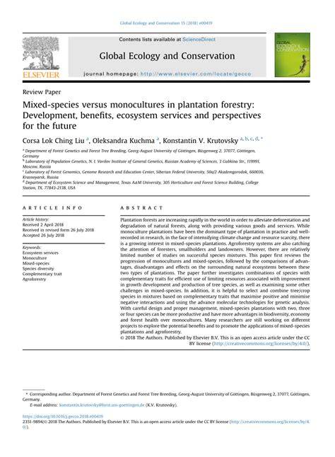 Mixed-species versus monocultures in plantation forestry: … - raincitystudios.com