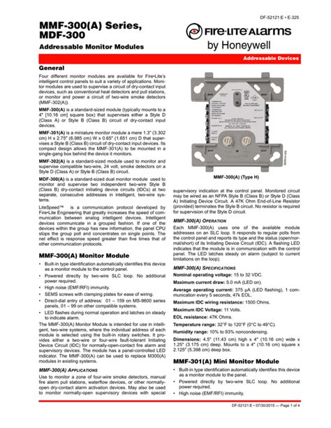 MMF300(A) Series, MDF300(A) Addressable Monitor Modules