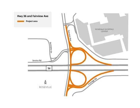 MN 36-Fairview Avenue interchange in Roseville closed for next month