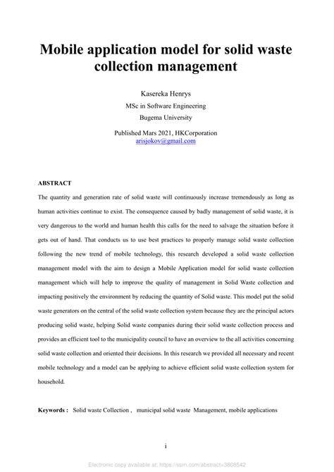 Mobile application model for solid waste collection … - raincitystudios.com