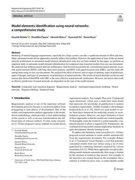 Model elements identification using neural networks: a comprehensive ... - coolestguyplanet.net