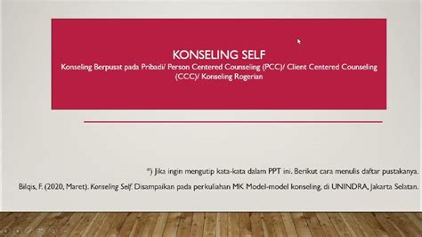 MODEL KONSELING BERPUSAT PADA PRIBADI (CLIENT PERSON CENTERED)