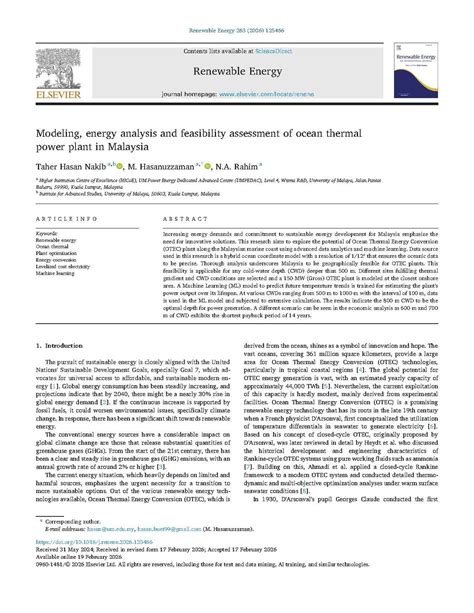 Modeling, energy analysis and feasibility assessment of ocean thermal ... - raincitystudios.com
