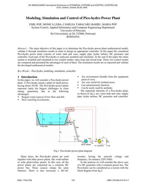 Modeling, Simulation and Control of Pico-hydro Power … - raincitystudios.com