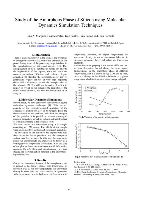 Modeling and Molecular Dynamics Simulation of Amorphous Silicon ... - wintechmobiles.com
