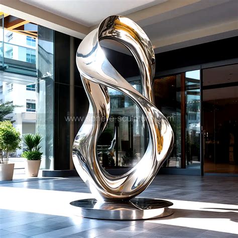 Modern Twisted Stainless Steel Sculpture Outdoor Mirror Polished Metal ... - muktibox.com