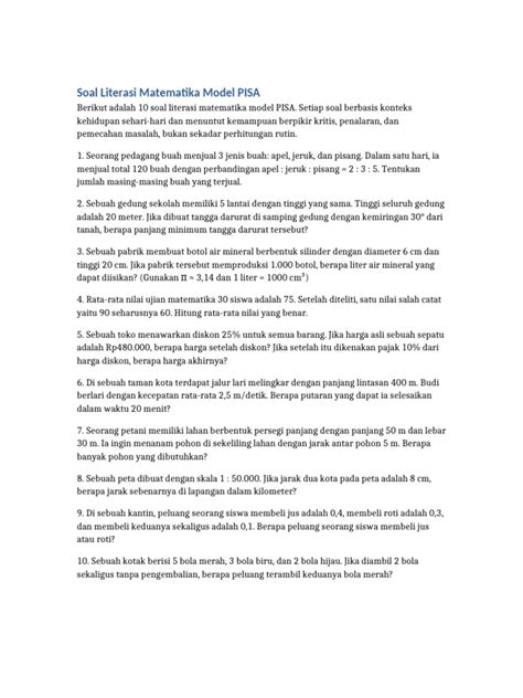 MODUL SOAL LITERASI MATEMATIKA MODEL PISA DENGAN … - wintechmobiles.com