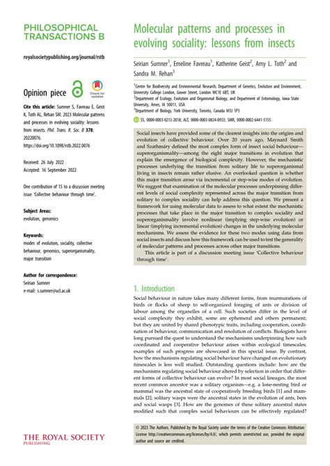Molecular patterns and processes in evolving sociality: lessons from ... - muktibox.com