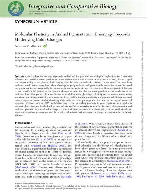 Molecular Plasticity in Animal Pigmentation: Emerging Processes ... - muktibox.com