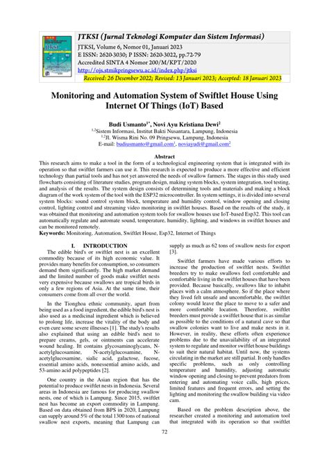 Monitoring and Automation System of Swiftlet House Using Internet Of ... - coolestguyplanet.net