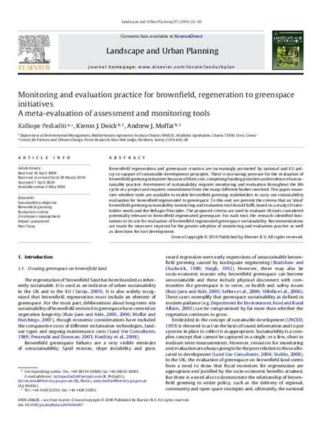 Monitoring and evaluation practice for brownfield, regeneration to ... - raincitystudios.com
