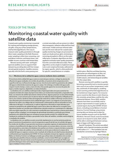 Monitoring coastal water quality with satellite data - Nature - raincitystudios.com