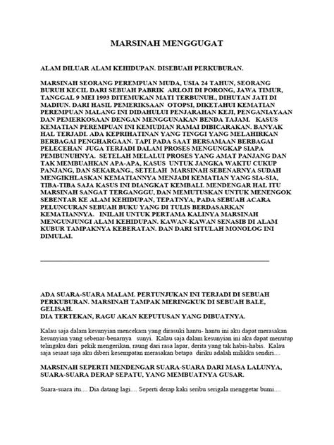Monolog Marsinah Menggugat Keadilan | PDF - Scribd - muktibox.com
