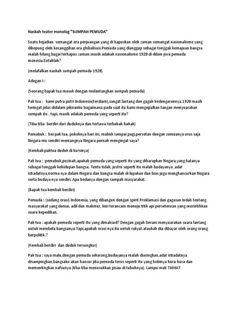 Monolog Sumpah Pemuda: Refleksi Nasionalisme | PDF - Scribd - muktibox.com