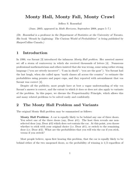 Monty Hall, Monty Fall, Monty Crawl - probability.ca - wintechmobiles.com
