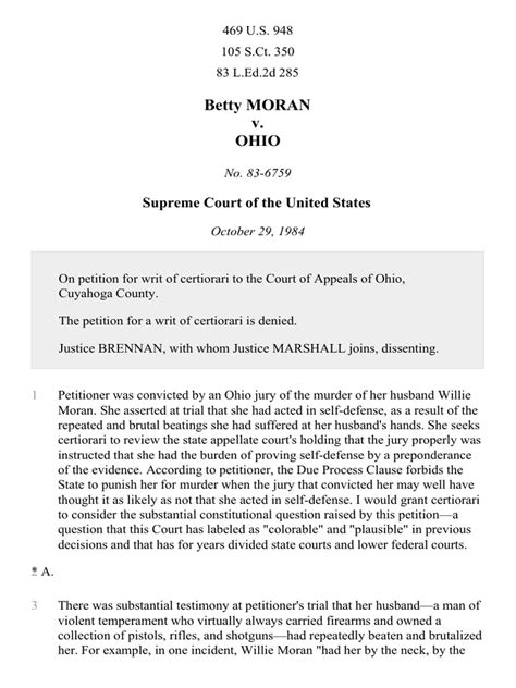 MORAN v. OHIO, 469 U.S. 948 (1984) FindLaw