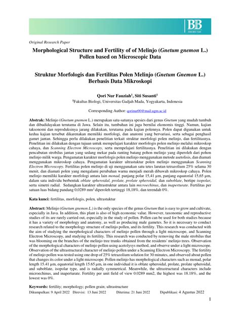Morphological Structure and Fertility of Melinjo … - raincitystudios.com